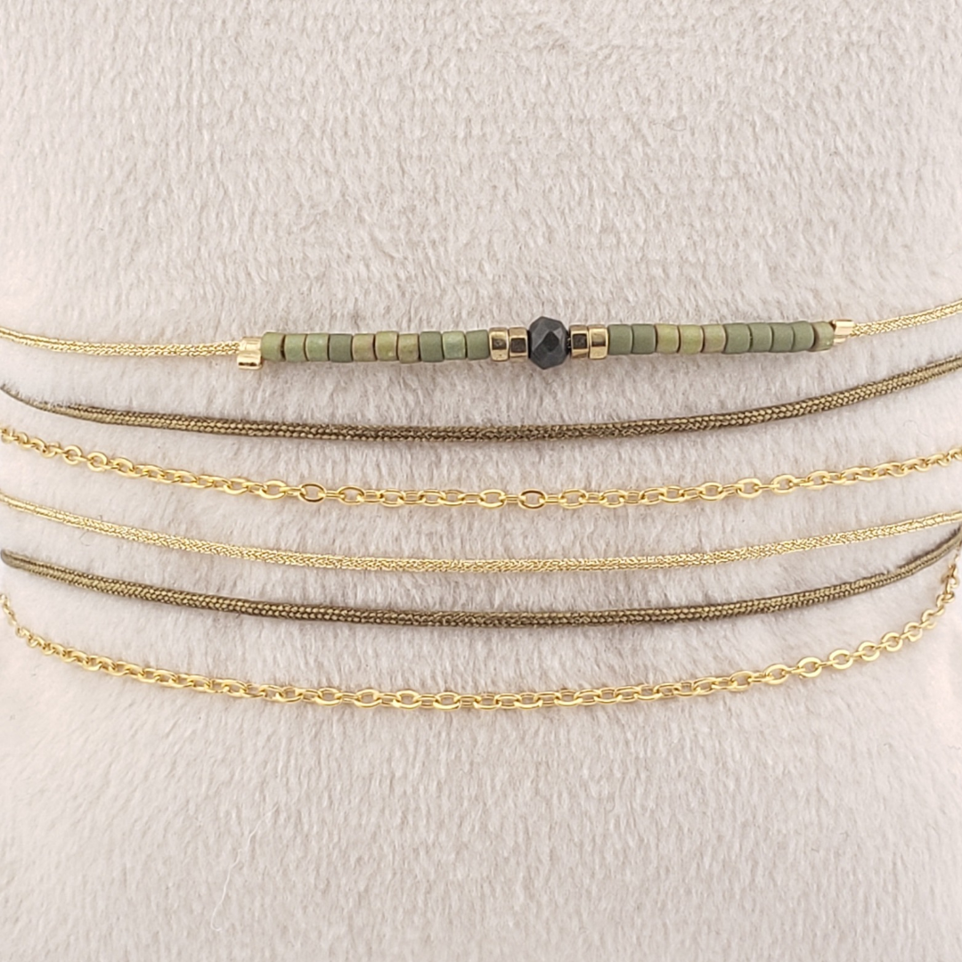 Pulsera 2 vueltas 2 hilos y cadena