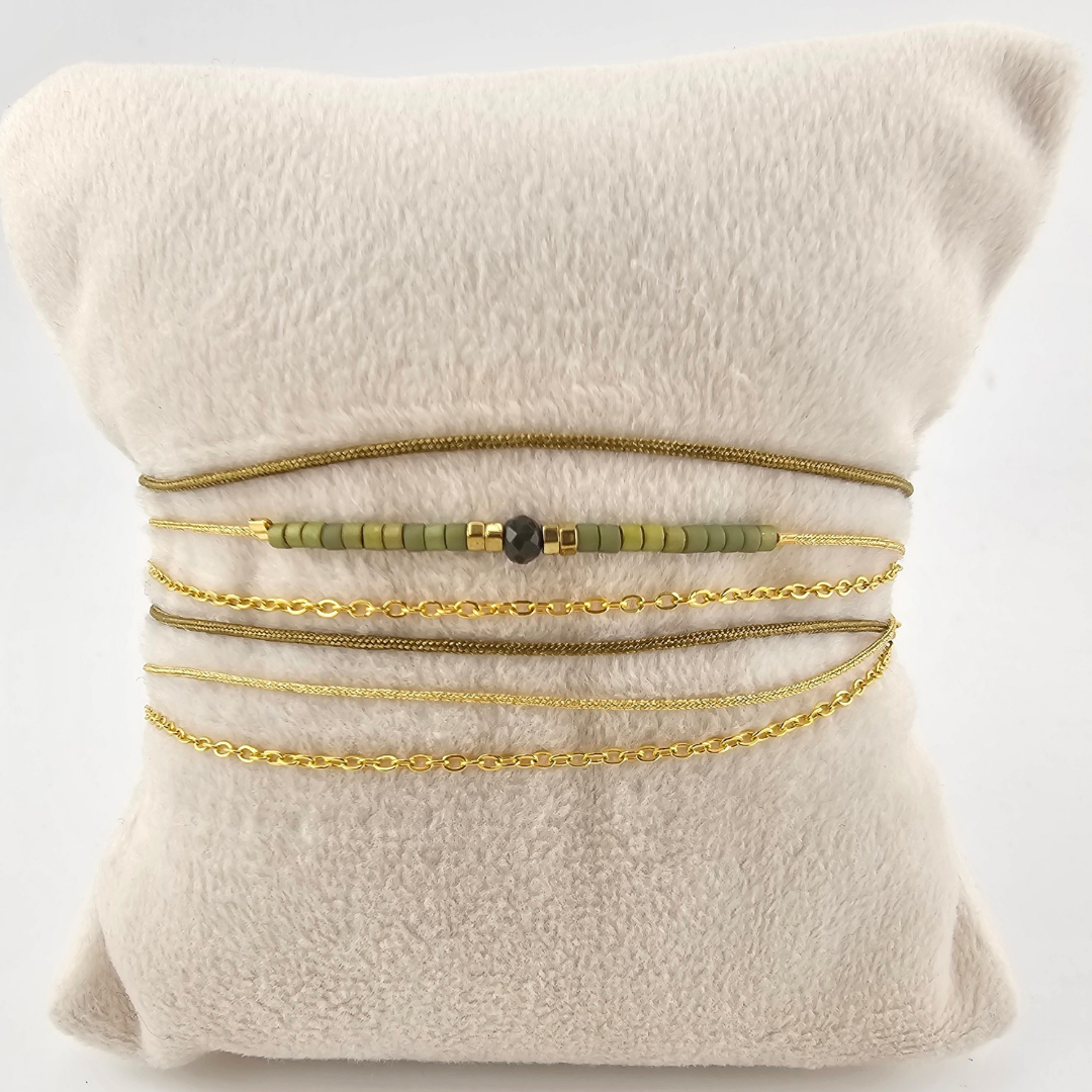 Pulsera 2 vueltas 2 hilos y cadena