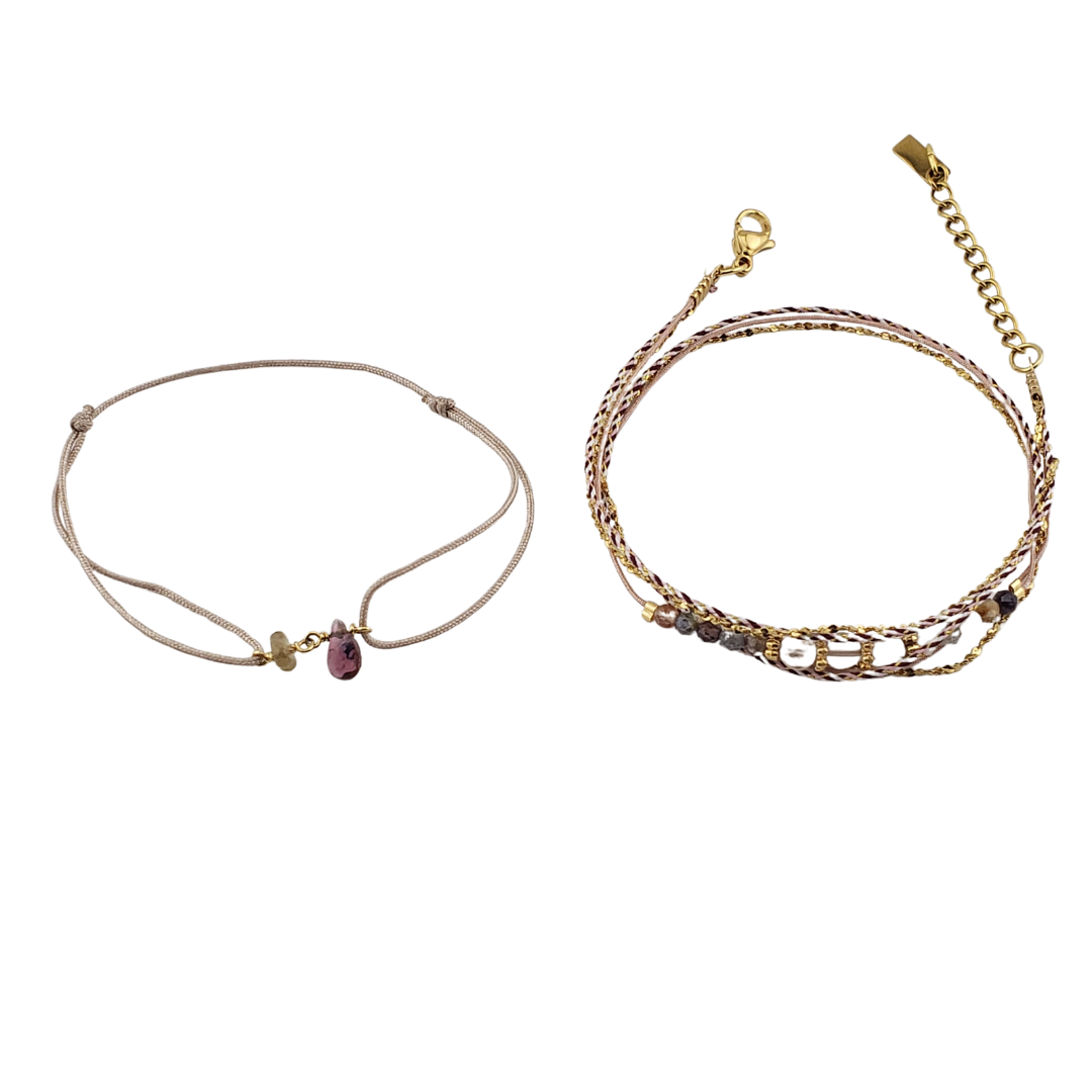 Pulsera Set 2 vueltas triple cadena