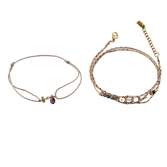 Pulsera Set 2 vueltas triple cadena