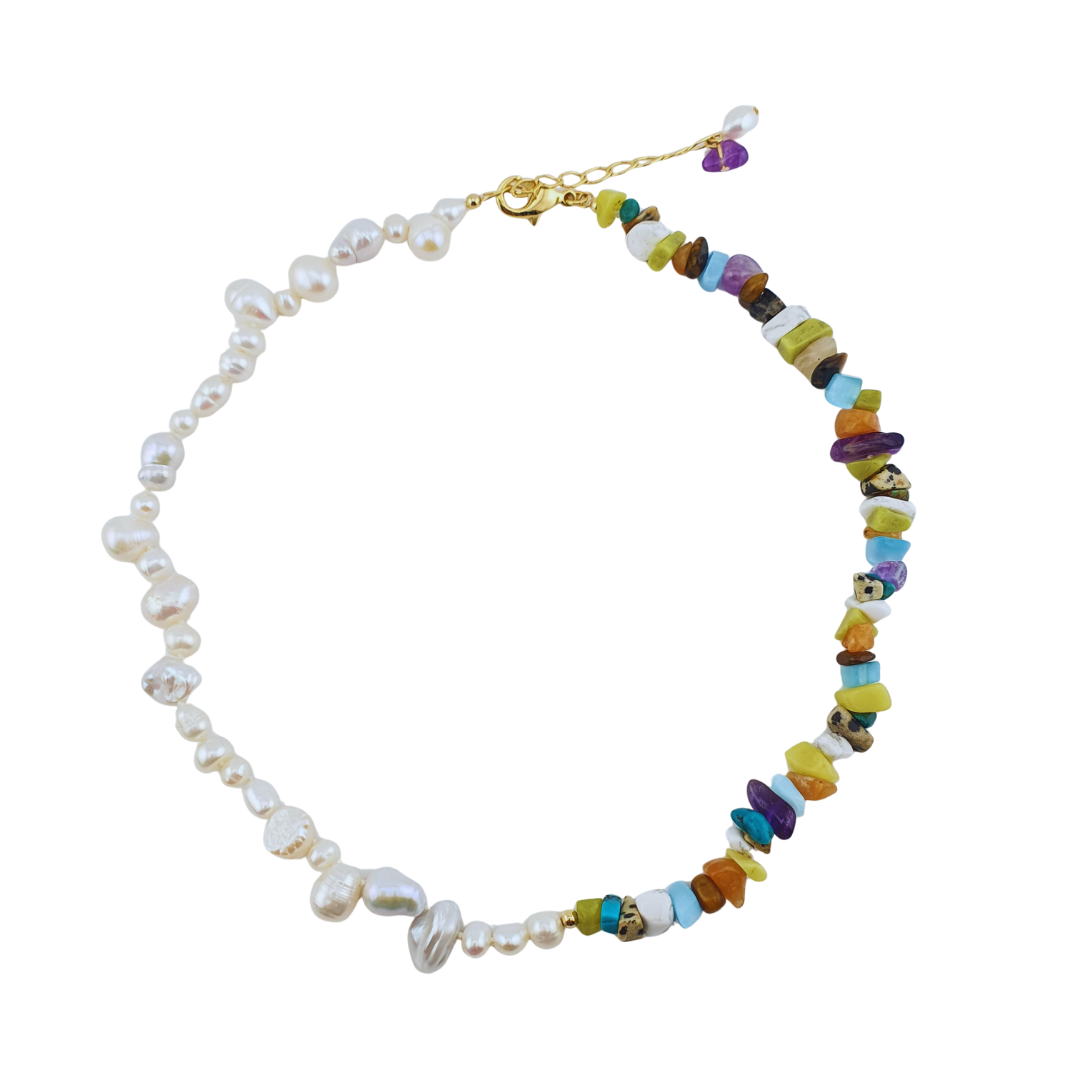 Collar perlas y piedras