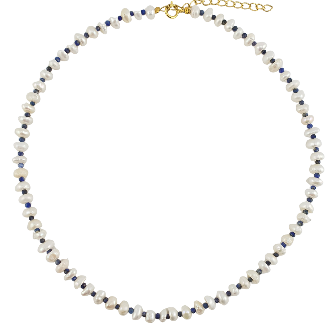 Collar perlas barrocas y sodalita