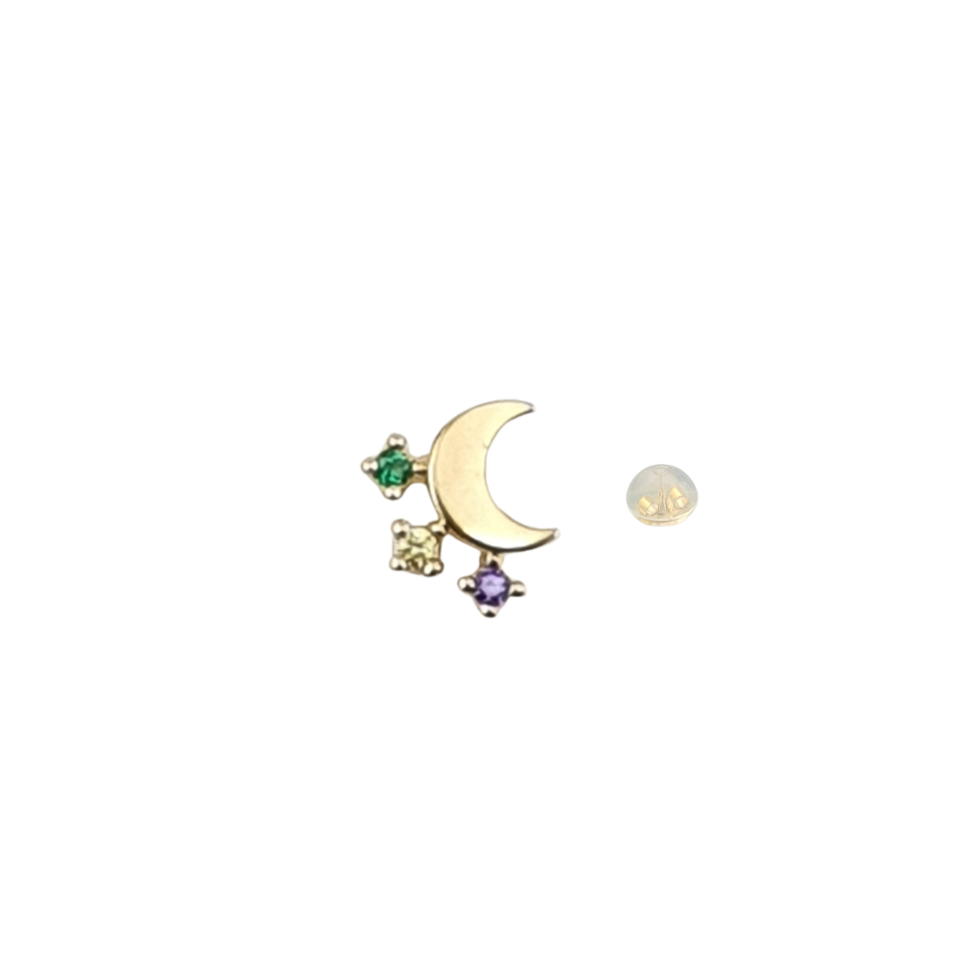 Arete luna esmeralda amatista CZ oro