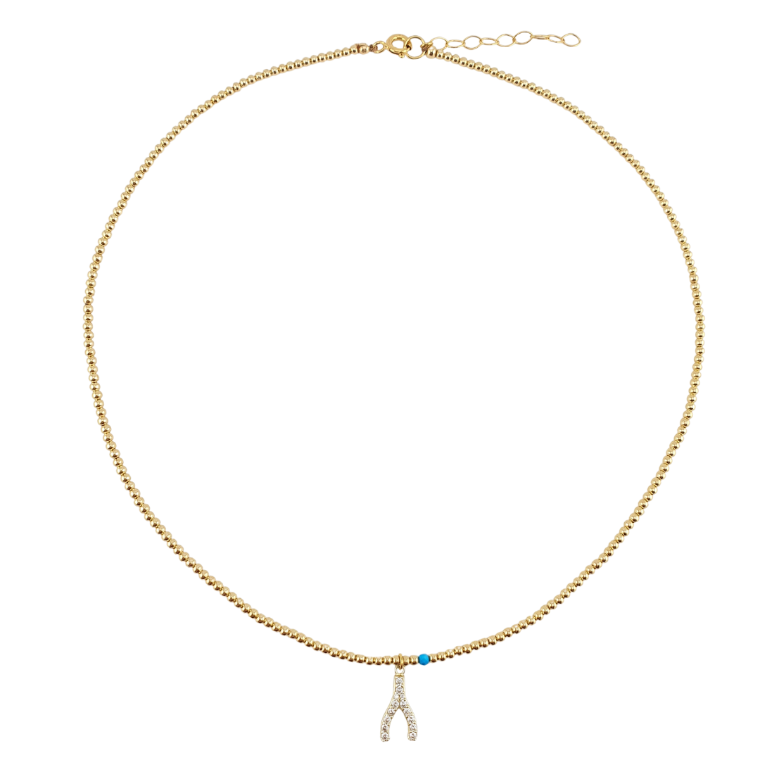 Collar huesito suerte turquesa bolitas