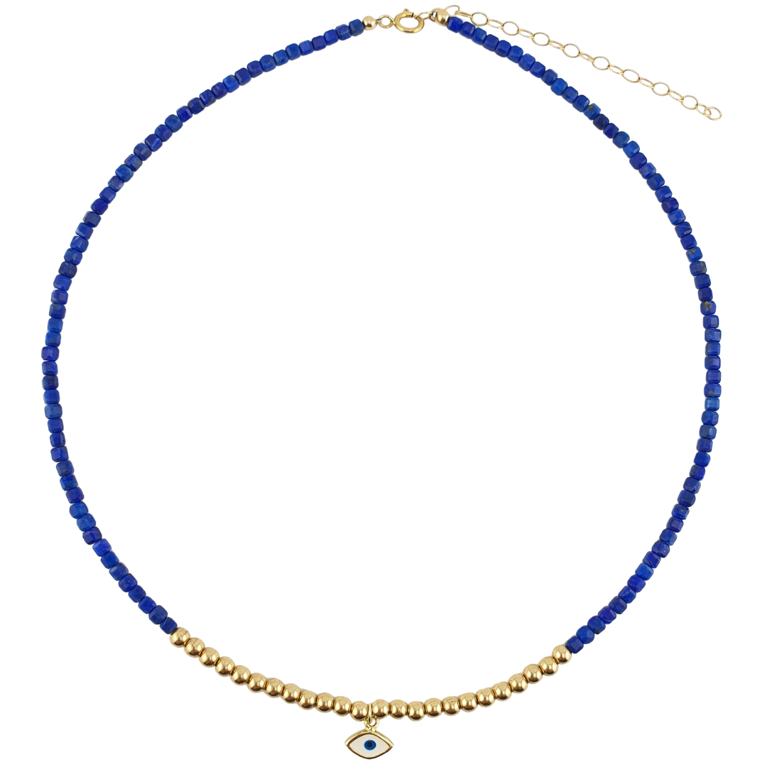 Collar lapislazuli bimetal ojo