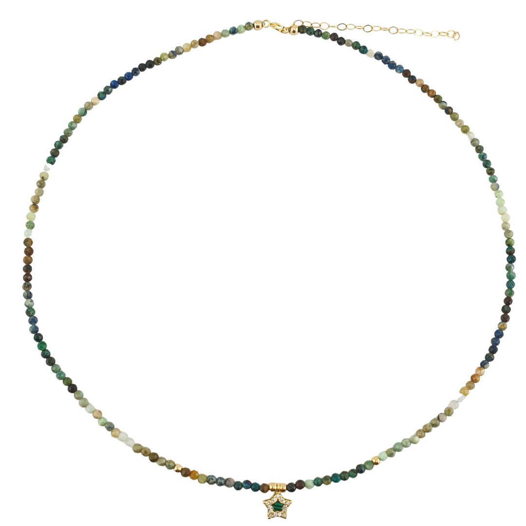 Collar Amazonita estrella verde circonias