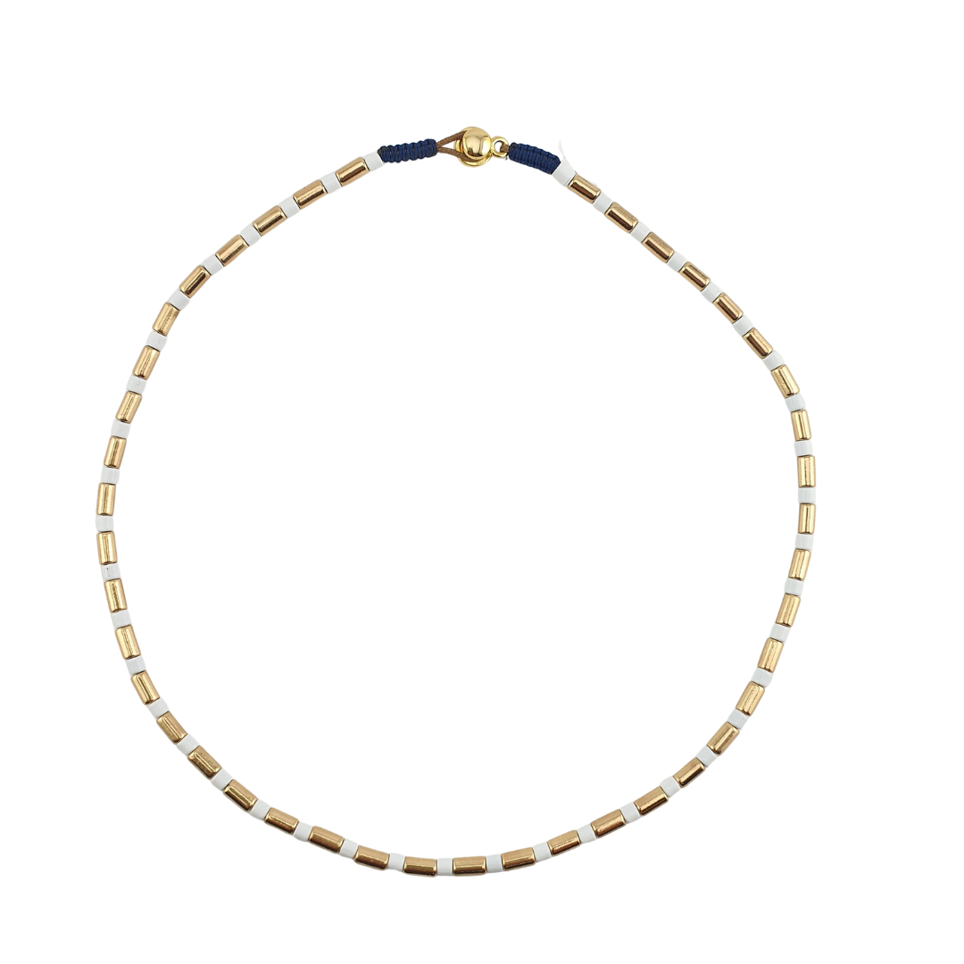 Collar popote y cristal ancho