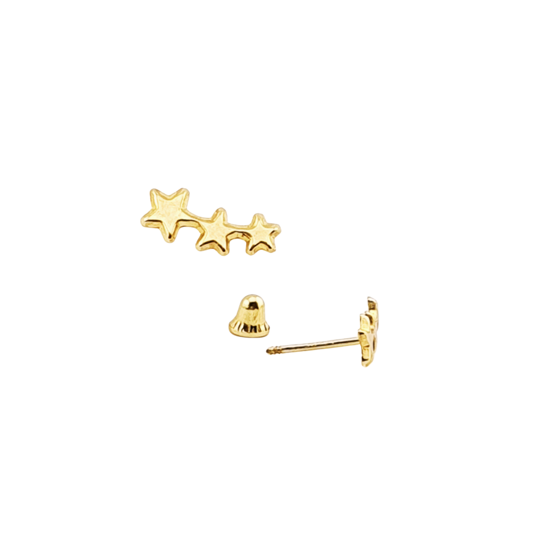 Arete 3 estrellas semi curva lisa oro