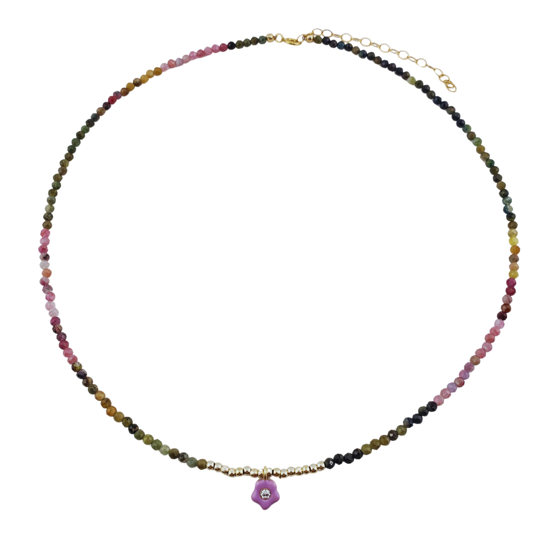 Choker turmalina facetada