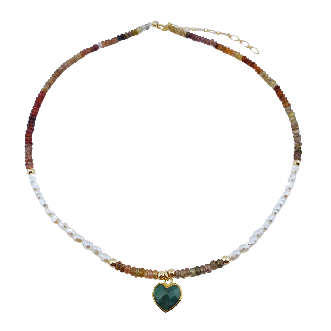Choker multi sapphire perlas rio corazon