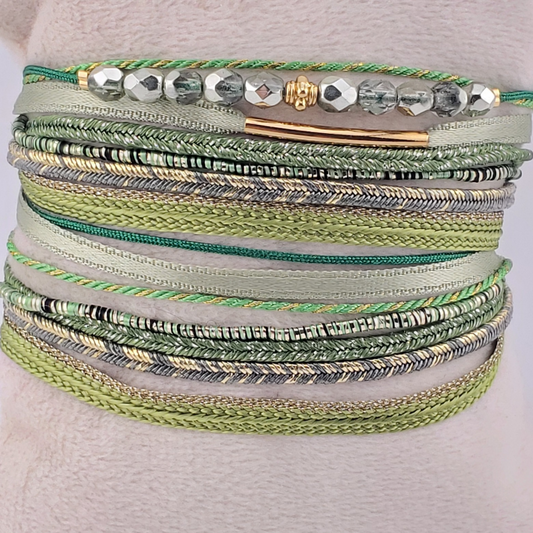 Pulsera liston 2 vueltas cristales Checos