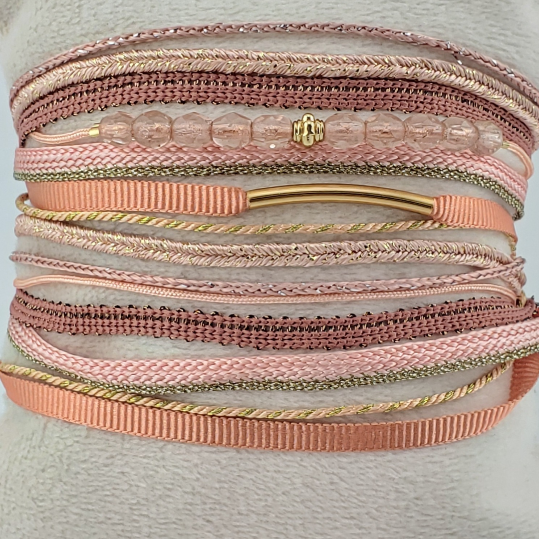 Pulsera liston 2 vueltas cristales Checos