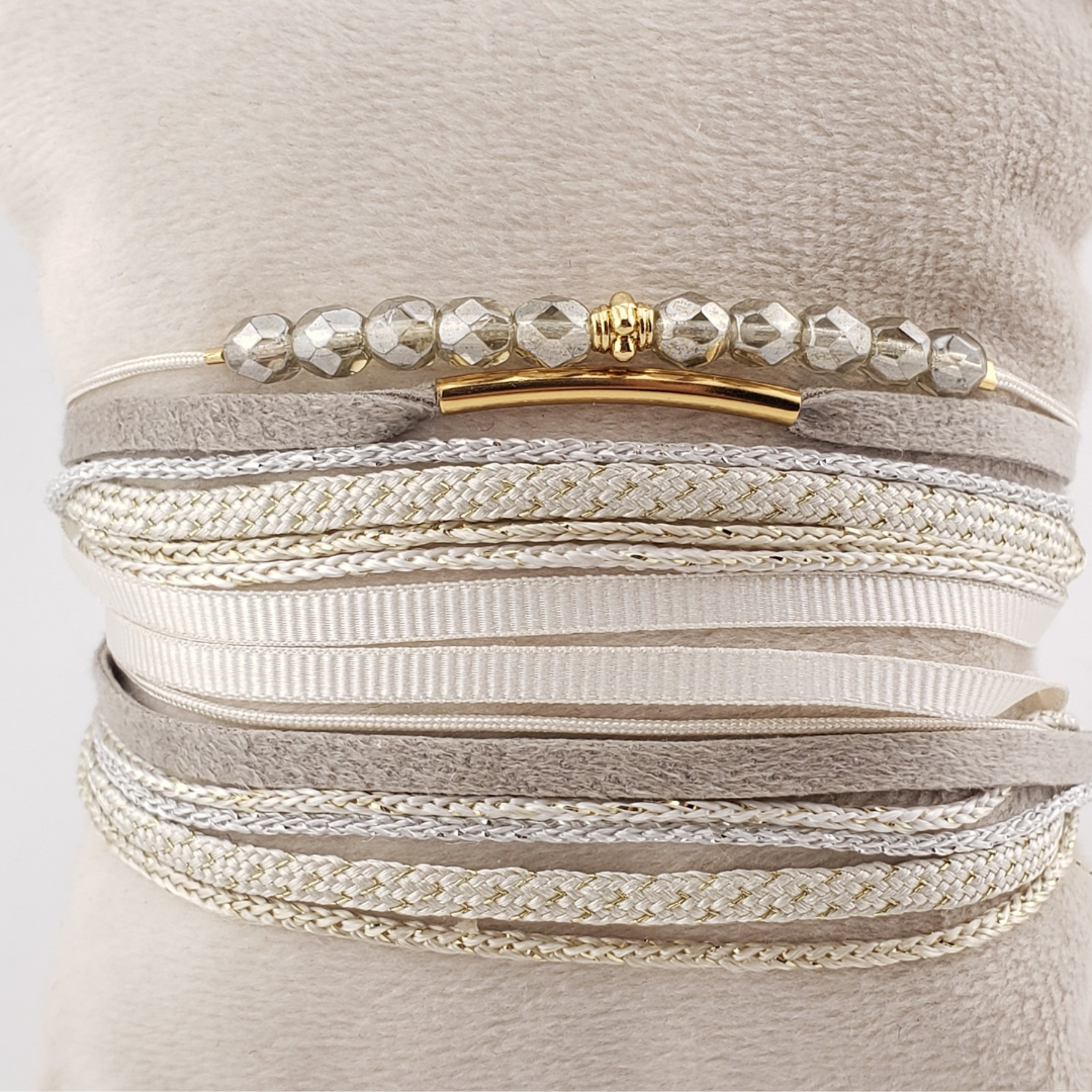 Pulsera liston 2 vueltas cristales Checos