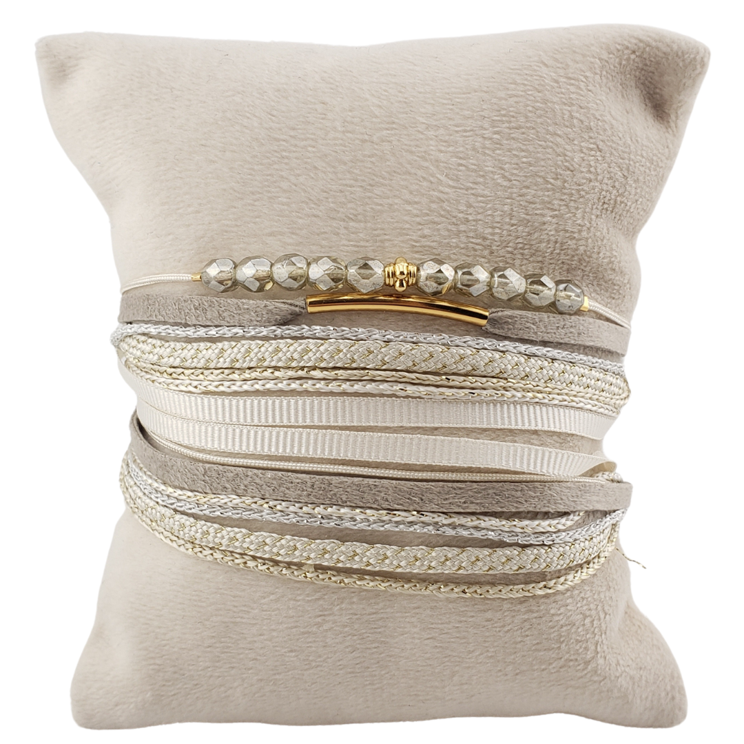 Pulsera liston 2 vueltas cristales Checos