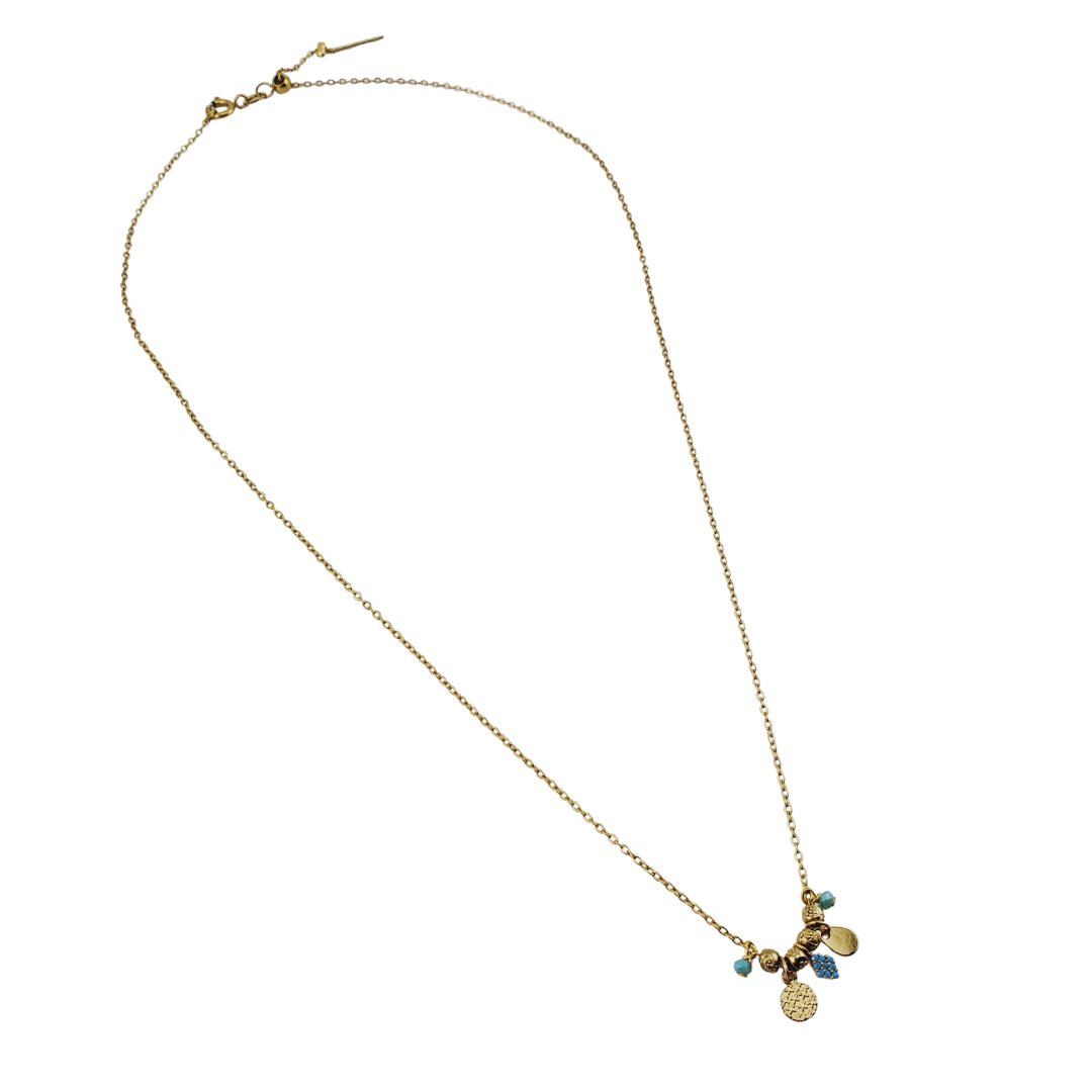 Cadena mini charms rombo  circulo gota