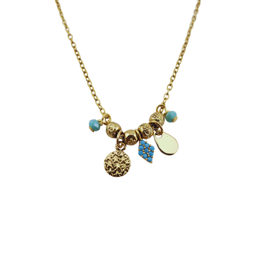 Cadena mini charms rombo  circulo gota