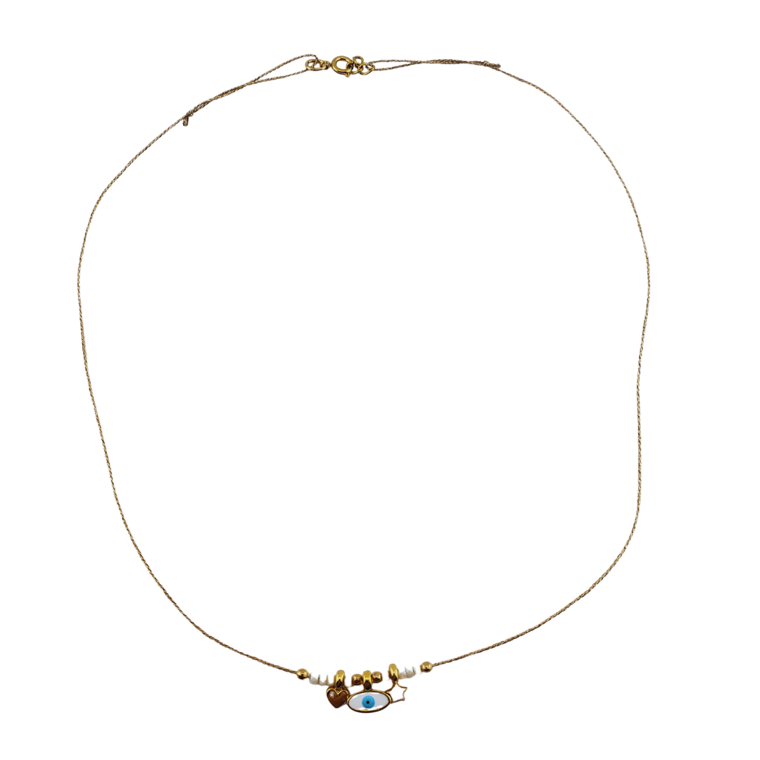 Collar hilo metalizado ojo corazon estrella