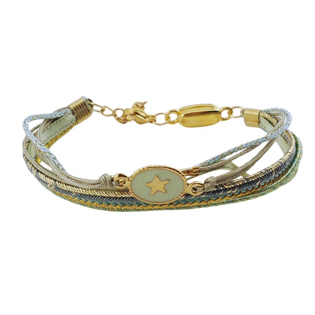 Pulsera listones hilos estrella