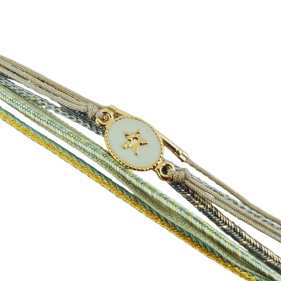 Pulsera listones hilos estrella