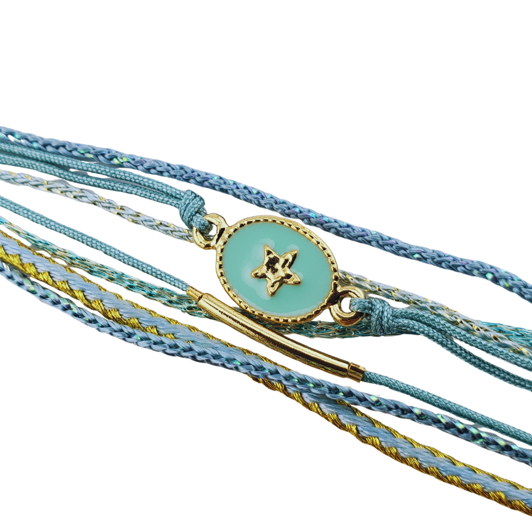 Pulsera listones hilos estrella