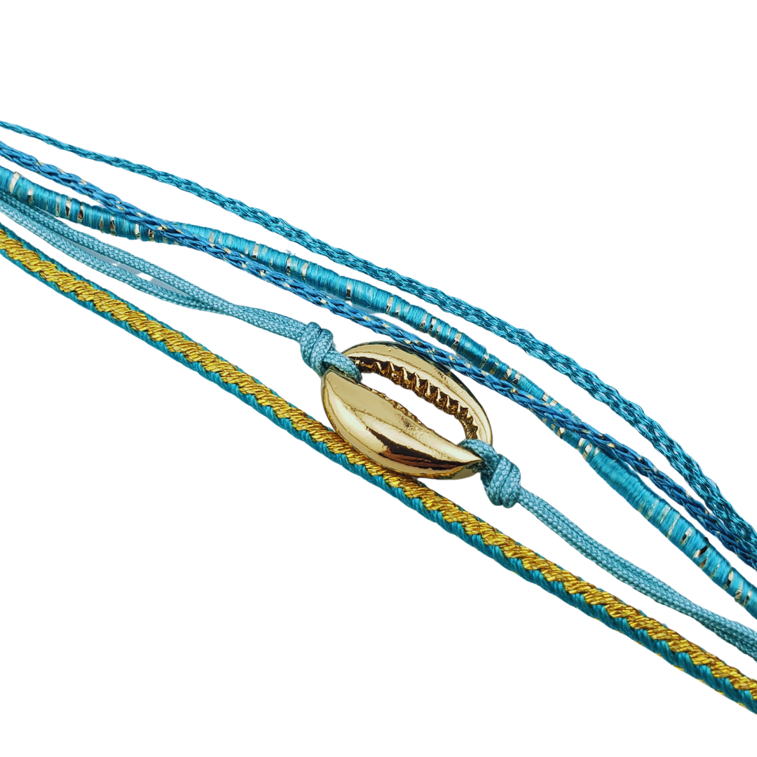 Pulsera listones hilos caracol