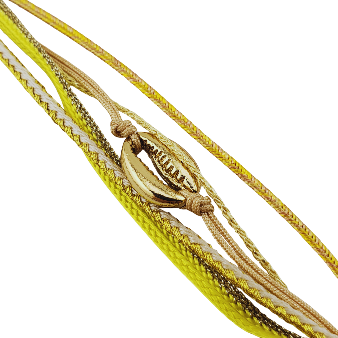 Pulsera listones hilos caracol