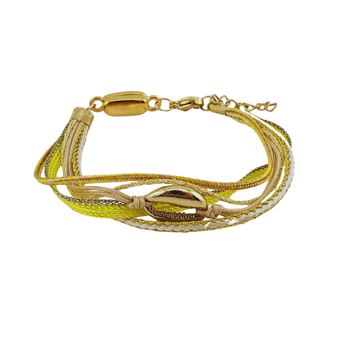 Pulsera listones hilos caracol