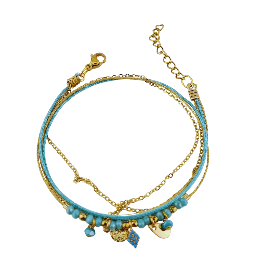 Pulsera 2 vueltas estrella, circulo y gota