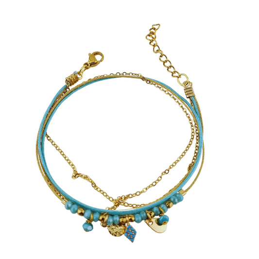 Pulsera 2 vueltas estrella, circulo y gota