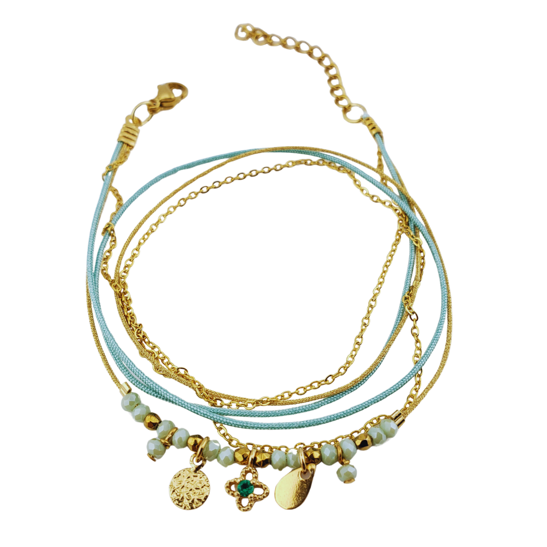 Pulsera 2 vueltas estrella, circulo y gota