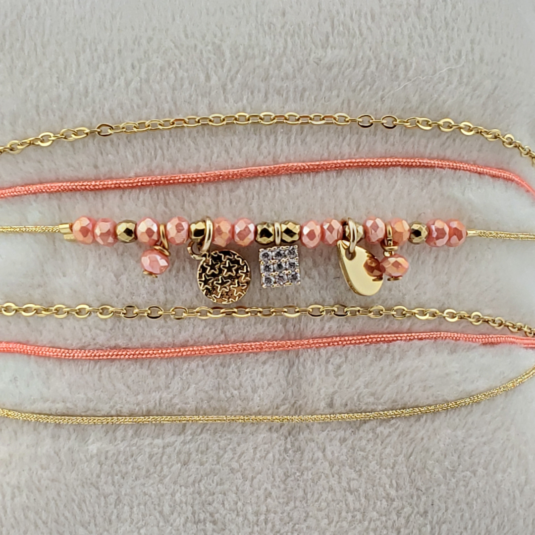 Pulsera 2 vueltas estrella, circulo y gota