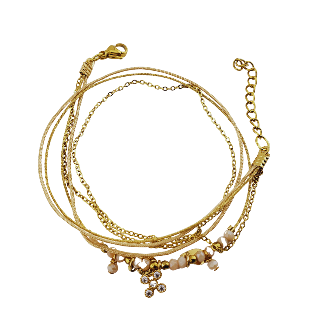 Pulsera 2 vueltas estrella, circulo y gota