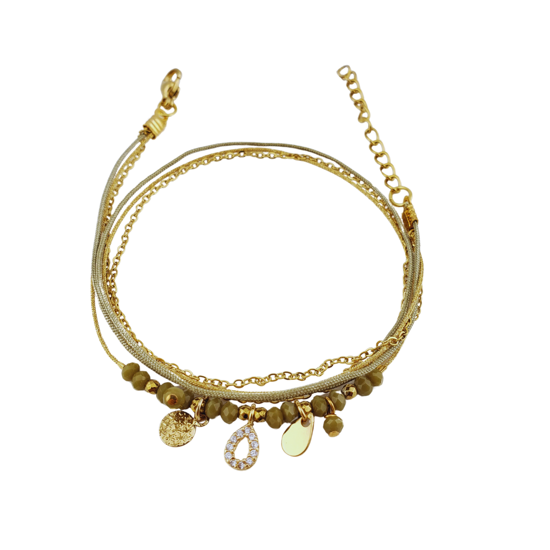 Pulsera 2 vueltas estrella, circulo y gota