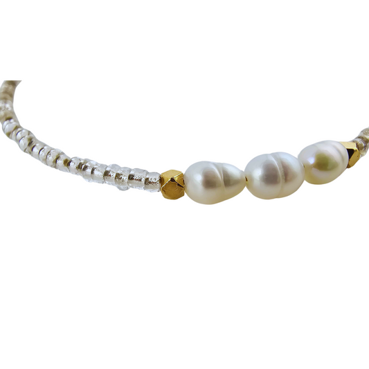 Pulsera cristal y perlas rio mini