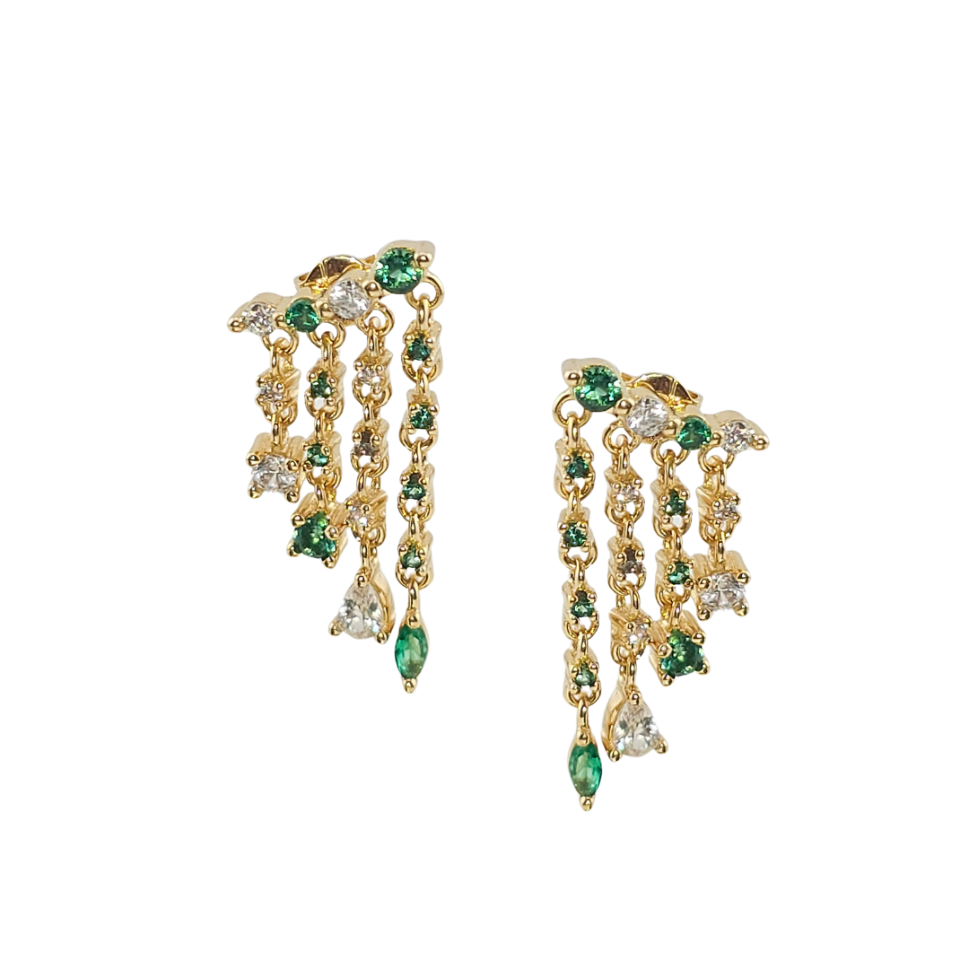 Arete barra puntos cadena formas colgantes