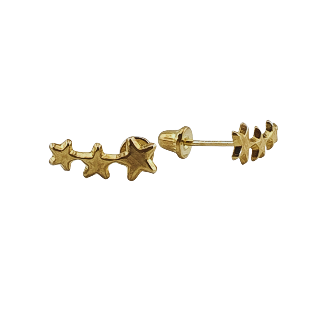 Arete 3 estrellas semi curva lisa oro