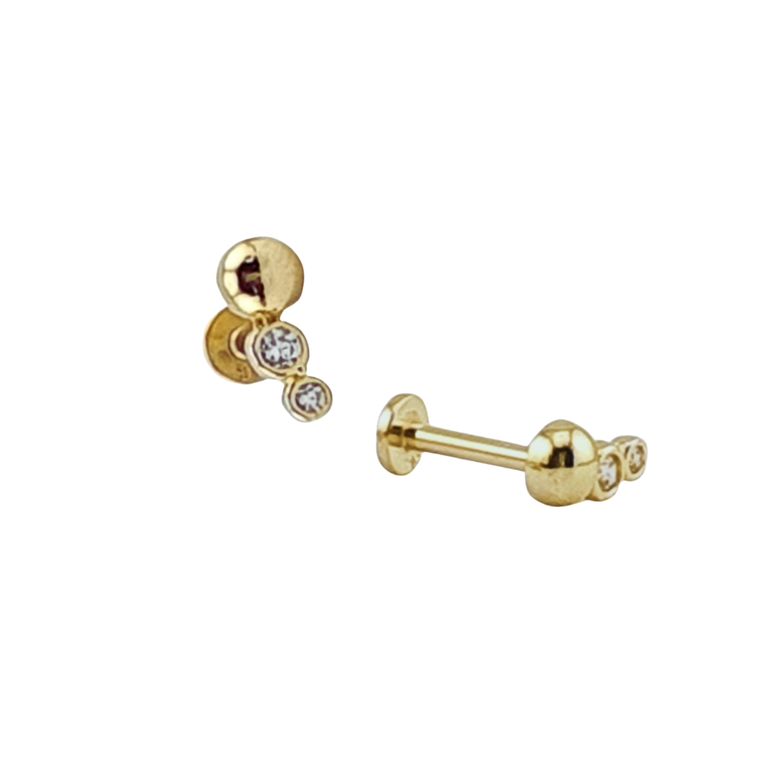 Arete semi curva bolita y burbujas oro