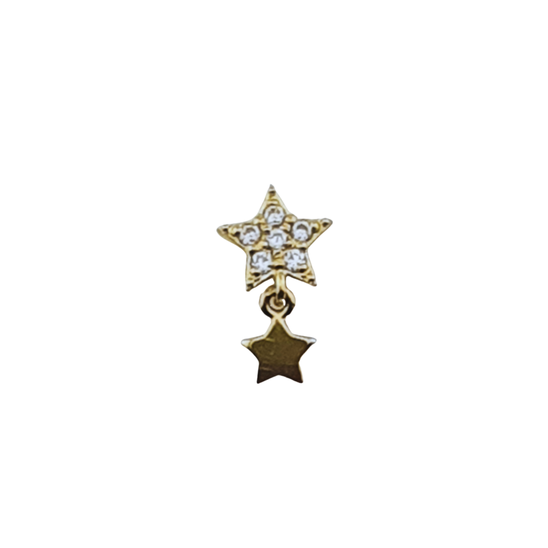 Arete estrella con estrella colgante oro