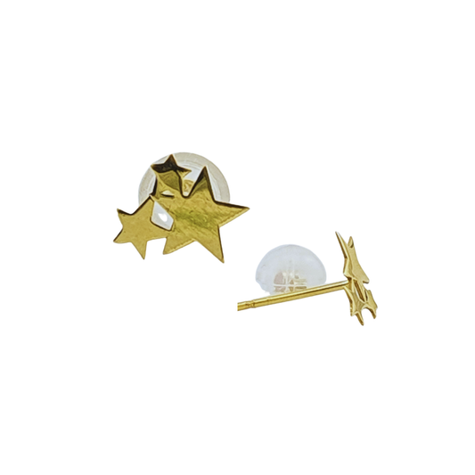 Arete 3 estrellas lisas oro