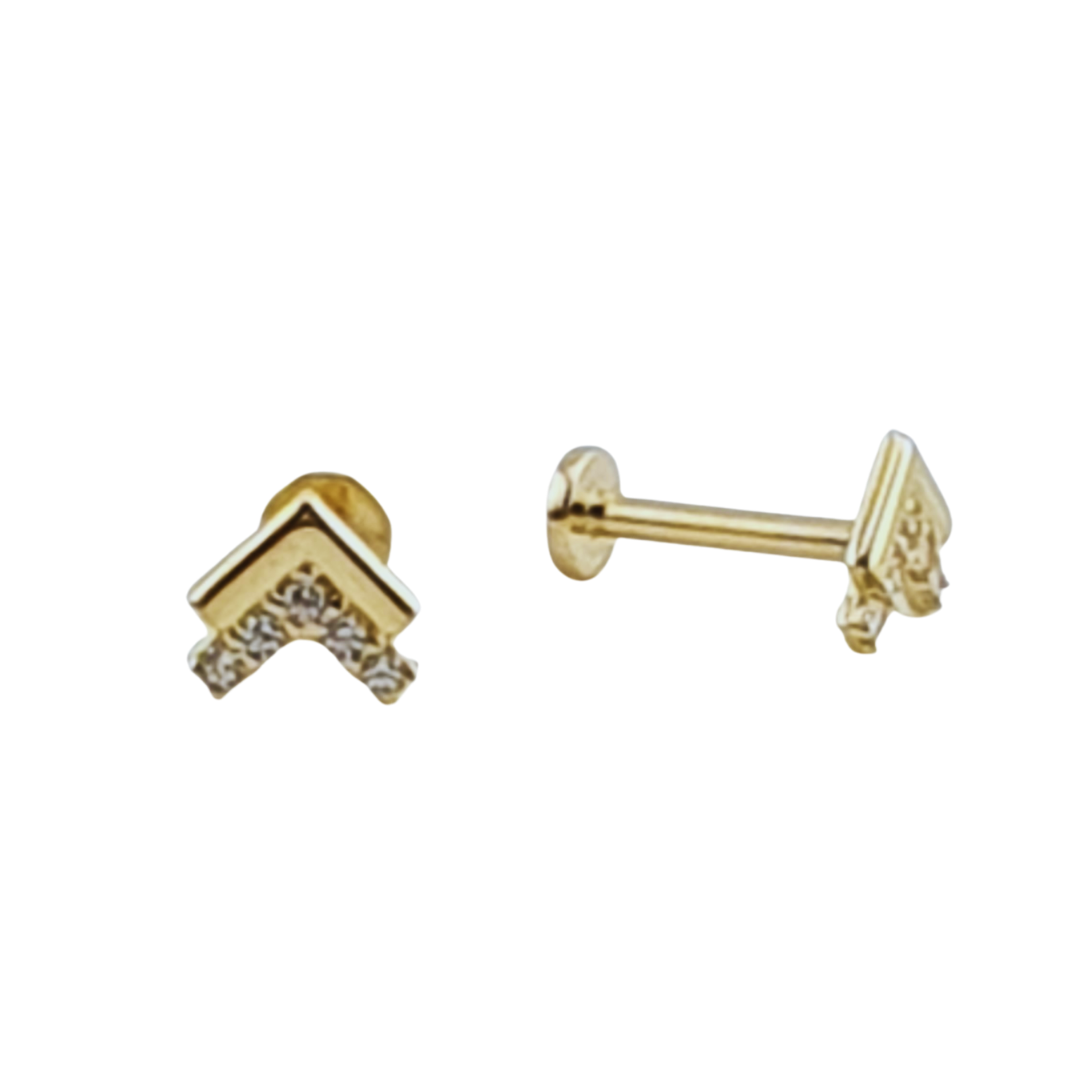 Arete 2 flechas lisa circonias oro