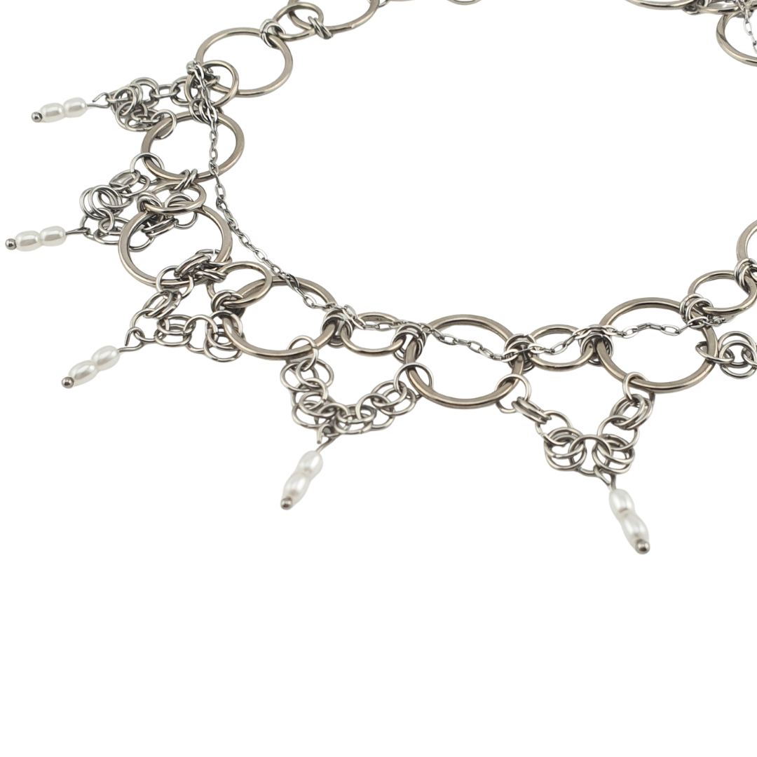 Choker circulo grande y cascada perlas rio