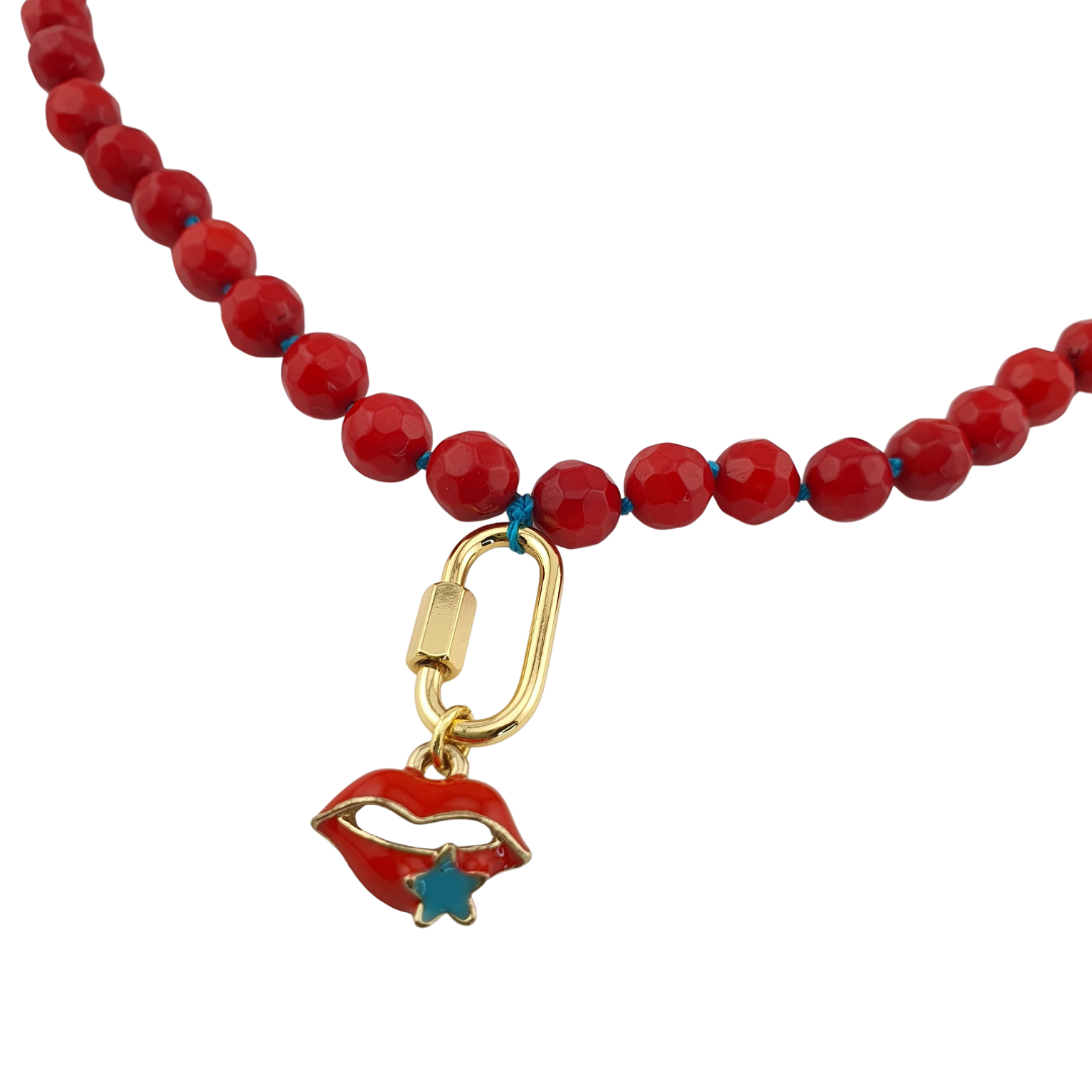 Collar carnelina facetada con boquita