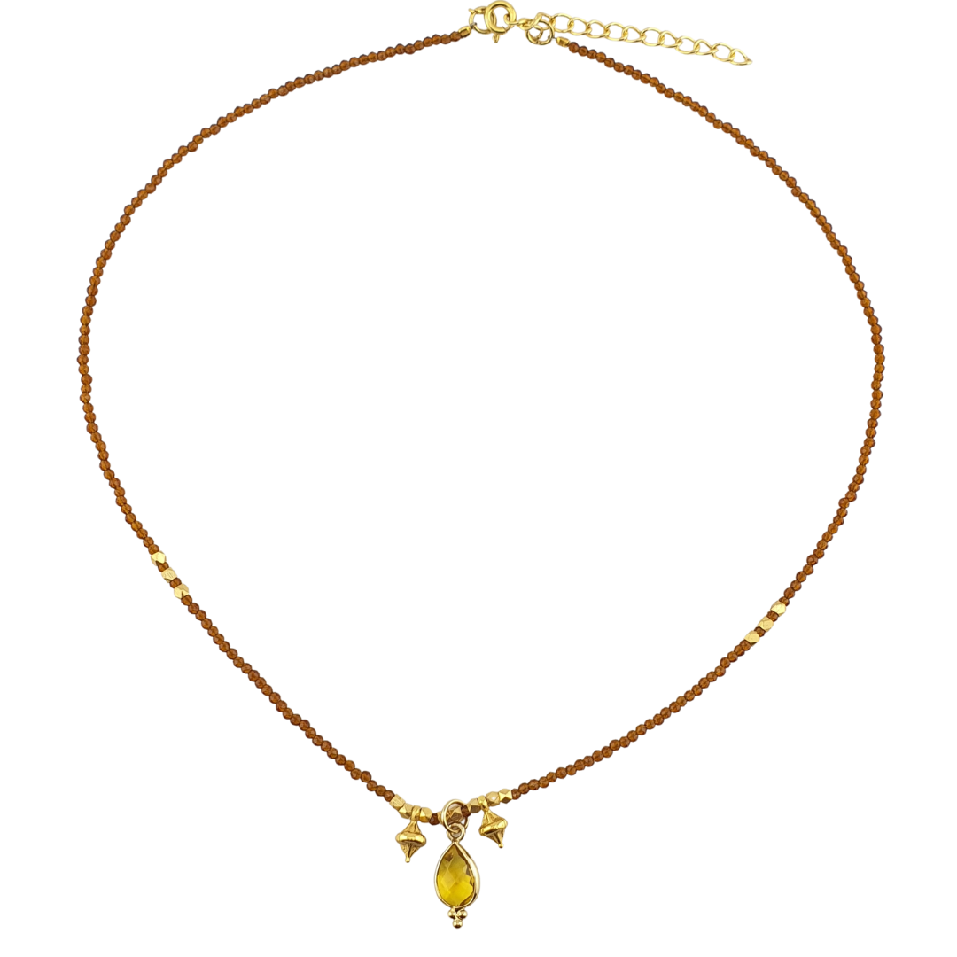 Collar cristales carey con gota citrina