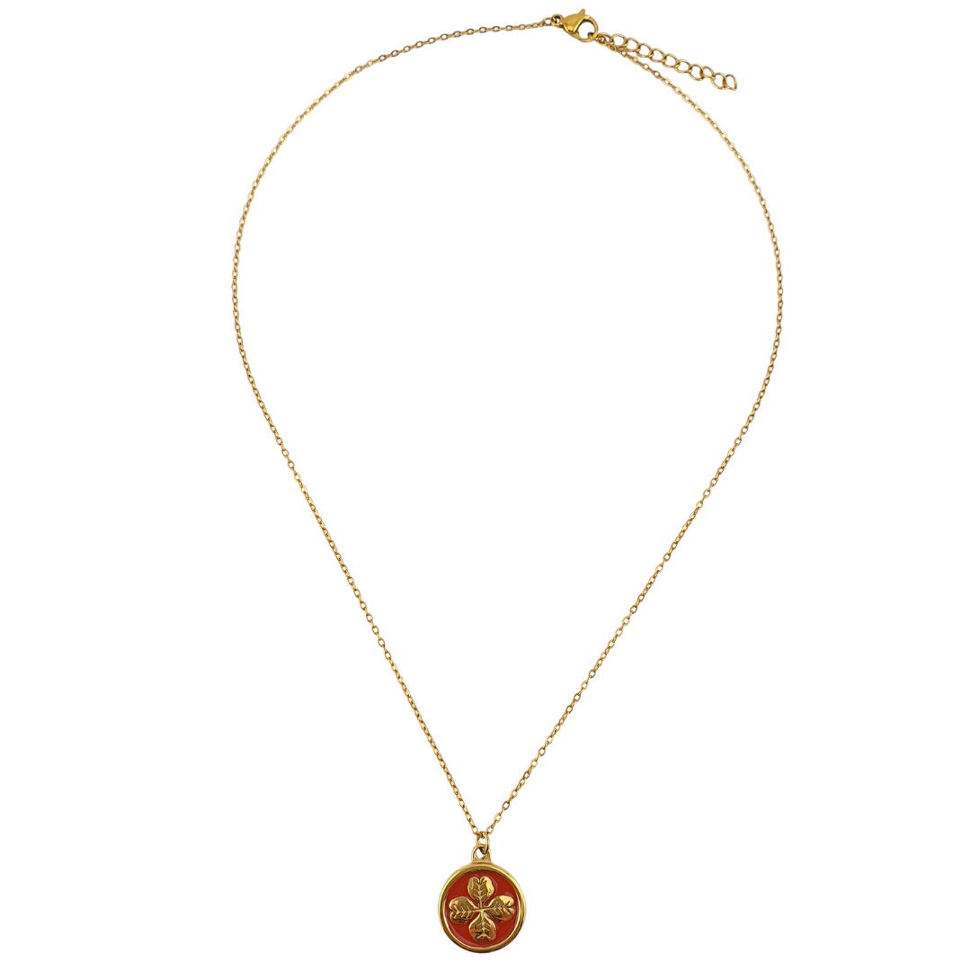 Cadena 4 hojas rojas enamel