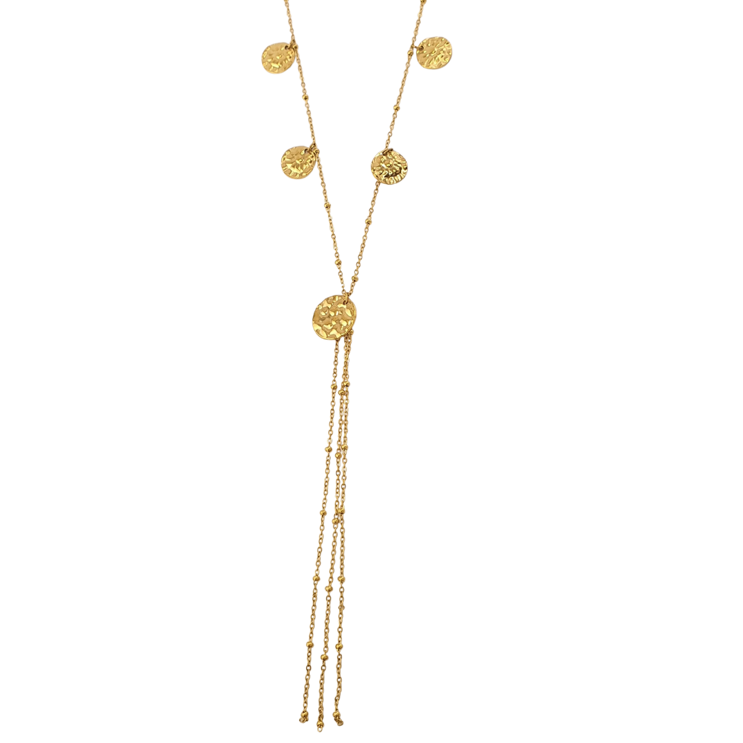 Lariat bolitas monedas de tamaños Cadenas al final