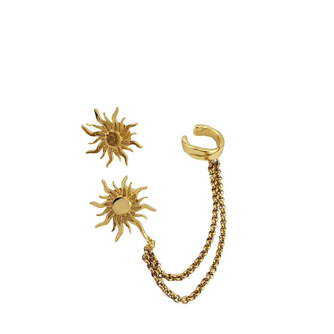 Cuff y arete sol 2 cadenas
