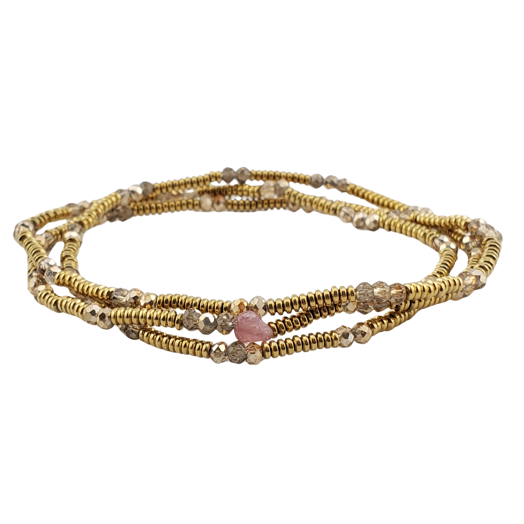 Pulsera 3 vueltas hematitas cristal