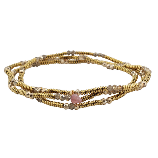 Pulsera 3 vueltas hematitas cristal