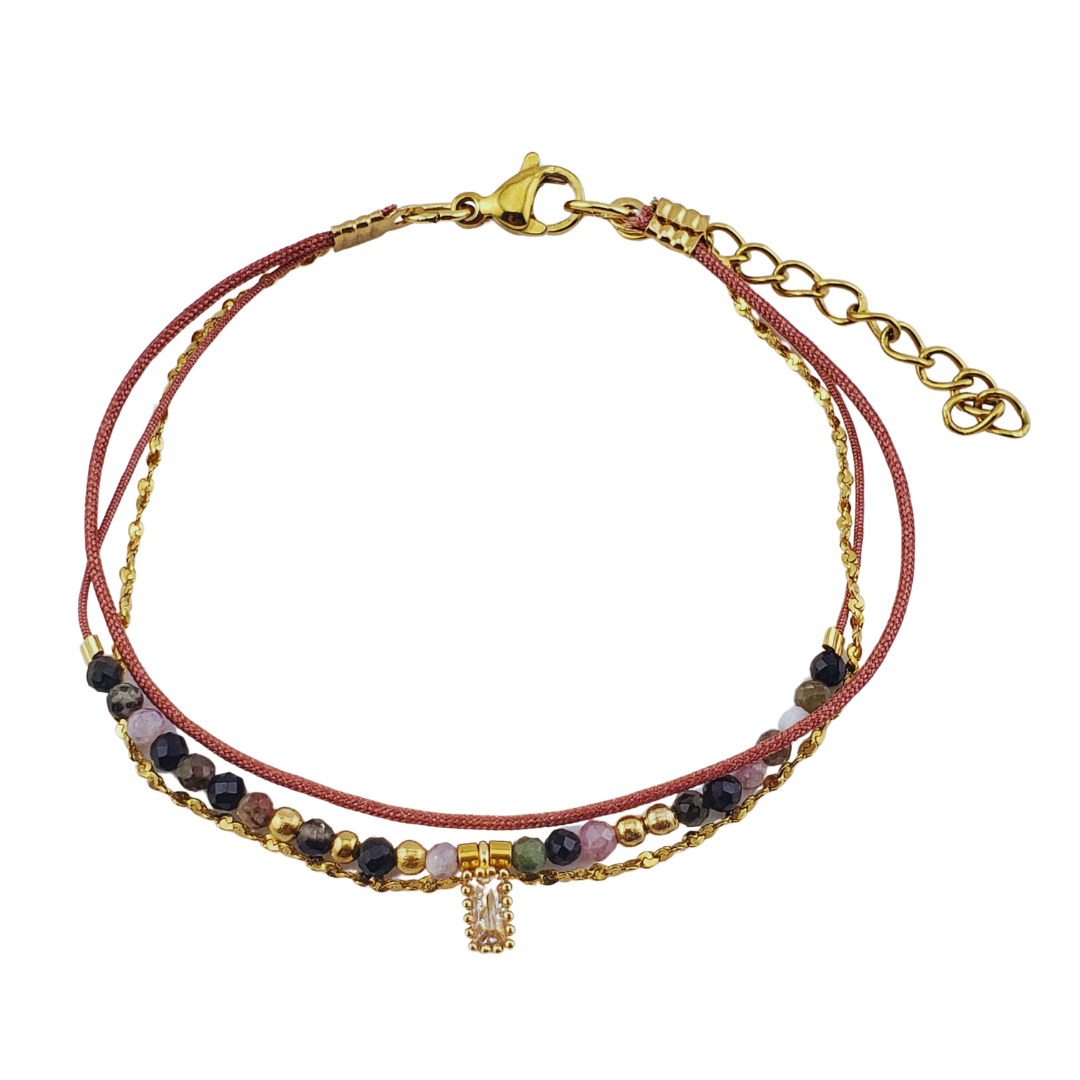 Pulsera 2 vueltas triple cadena