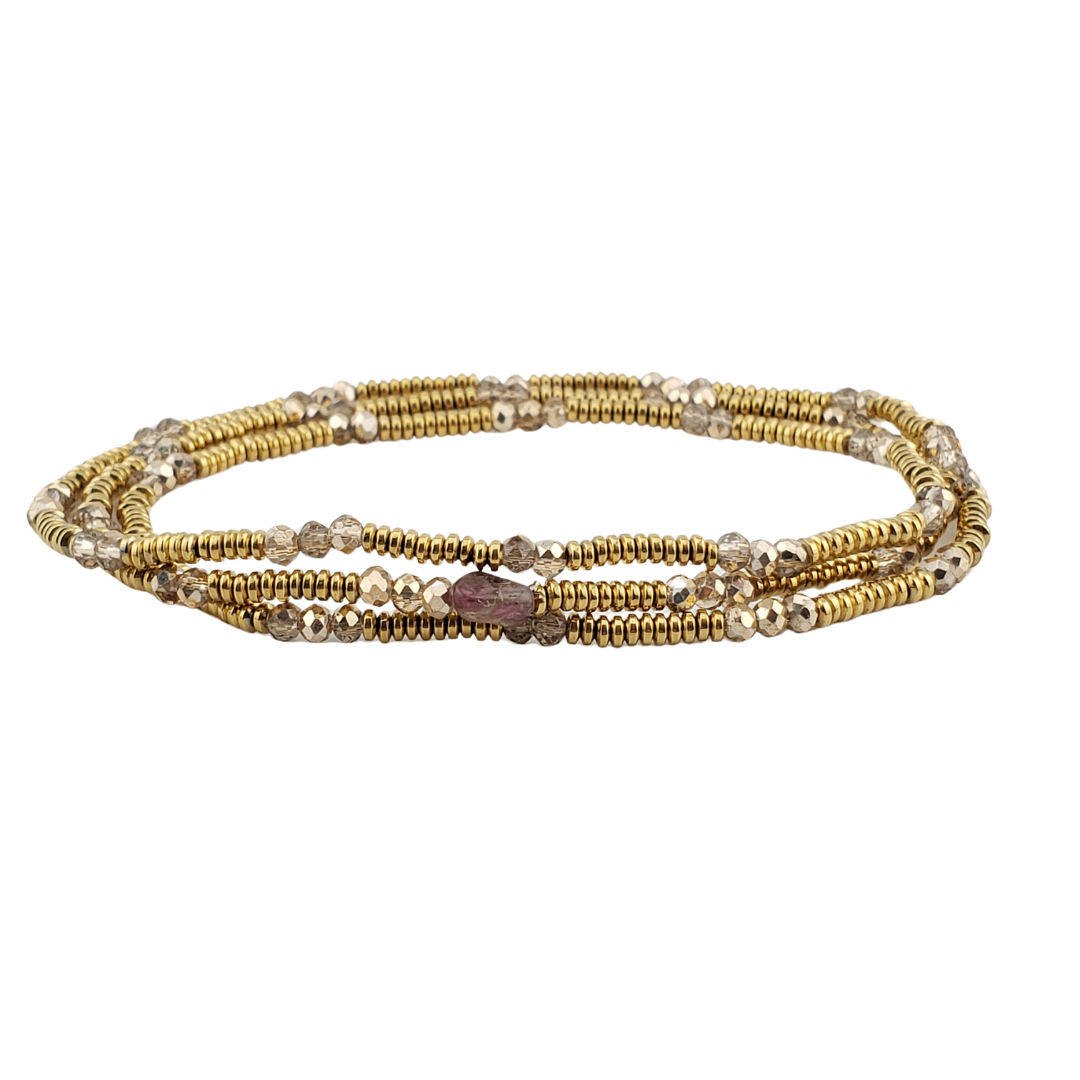 Pulsera 3 vueltas hematitas cristal